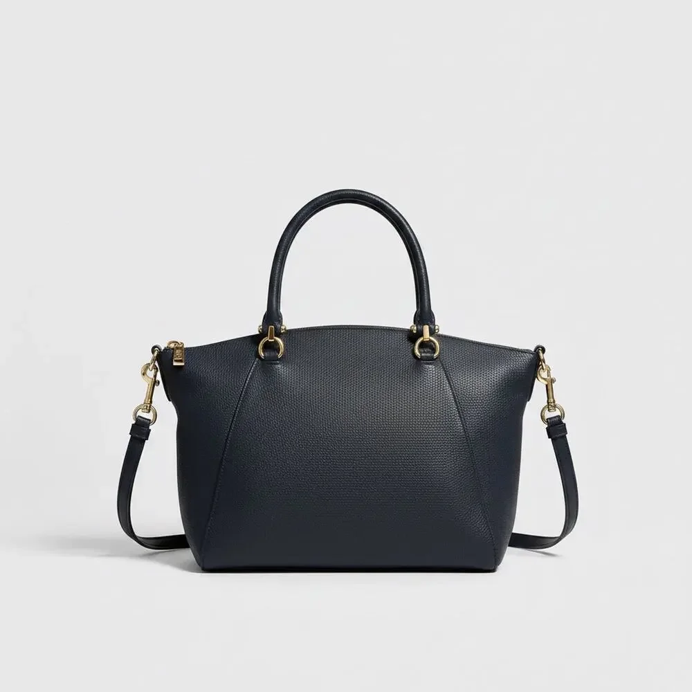 Coach navy leather small satchel